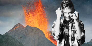Son erupting like a volcano 