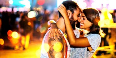 couple sharing New Years kiss