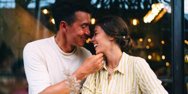 smiling couple on date