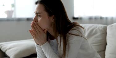 anxious woman sitting