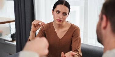 Woman Overexplaining to a man
