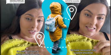 allie marie tiktok and little kid with backpack on