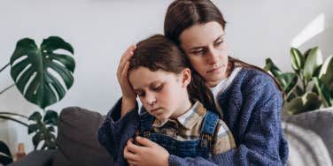 Grieving mother and daughter