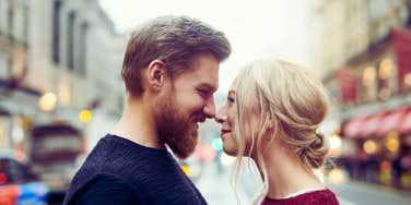 Couple staring passionately at each other 