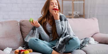 Woman eating her feeling instead of coping 