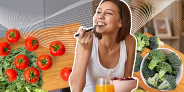 Woman eating a bowl of berries