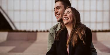 couple laughing together