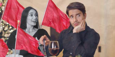 Woman annoying man on a date
