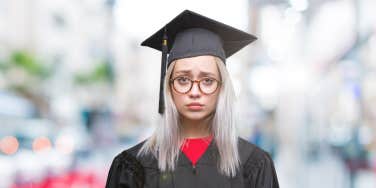 Sad college graduate