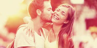 smiling couple in a new relationship