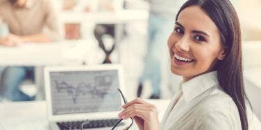woman working in front of laptop