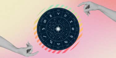 zodiac wheel between two hands