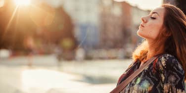 Woman relaxing outside 