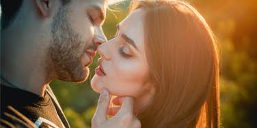 couple sharing kiss