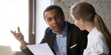 boss talking to employee