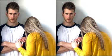 woman crying on man who doesn't want a relationship