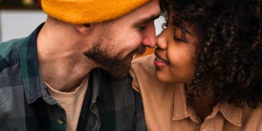 couple about to kiss