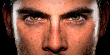 obsessed man staring into the camera