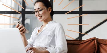 Woman working on her laptop
