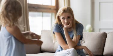 single mother feels stressed with daughter