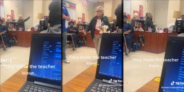 teacher storming out of classroom