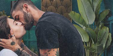 Man coming home from work and kissing his wife, creating a habit