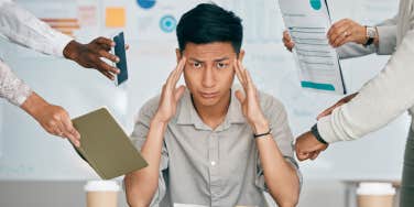 frustrated man at work