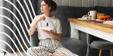 Woman drinking coffee