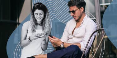 Man sitting at a table texting
