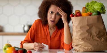 Woman shocked at her grocery bill