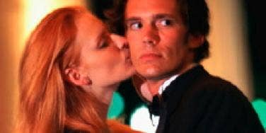 Man looking away from woman