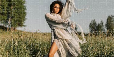 Woman dancing to the beat of her own drum