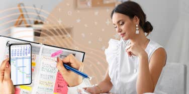 Woman time blocking her day to increase happiness and productivity