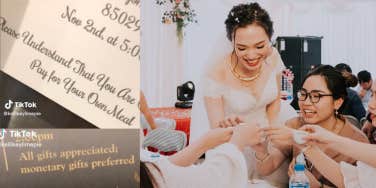 Wedding invitation, Bride with wedding guests