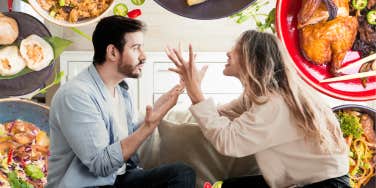 Couple arguing about what to eat
