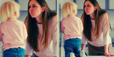 mom angry with her young child