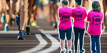 Man finishing his 100th marathon