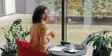 working woman at desk