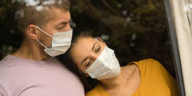 couple in face masks