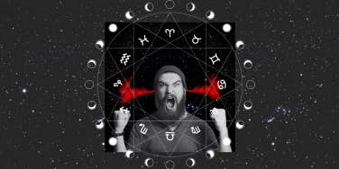 angry man and astrology wheel