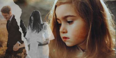 Sad young girl, parents split 