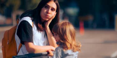 tired mom shopping with her daughter