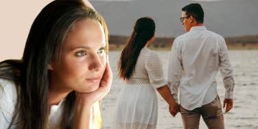 Woman day dreaming about man in relationship 