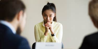 stressed woman during job interview