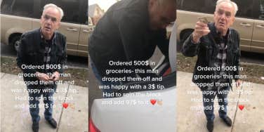 An older man becomes emotional after receiving a $100 tip.