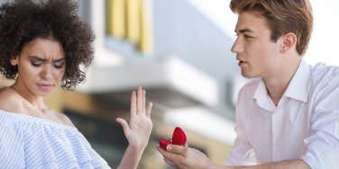 Woman rejecting a proposal
