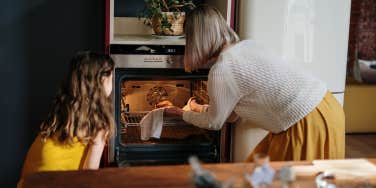 woman cooking turkey