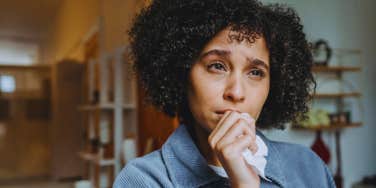 Woman crying, sad