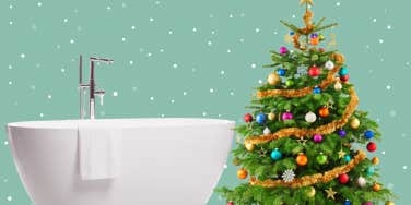 christmas tree, bath tub, clean, christmas 