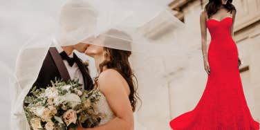 Wedding, red gown